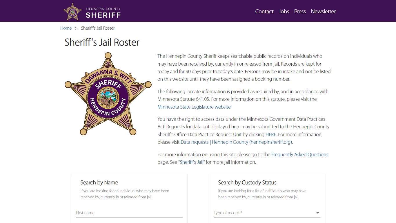 Jail Roster | Hennepin County